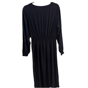 Croft And Barrow Black Dress Large Midi Long Sleeve Rayon Career Professional
